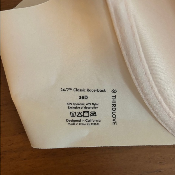 Like New ThirdLove Classic Racerback Bra Soft Pink Womens Size 36D Front Closure - Picture 2 of 5